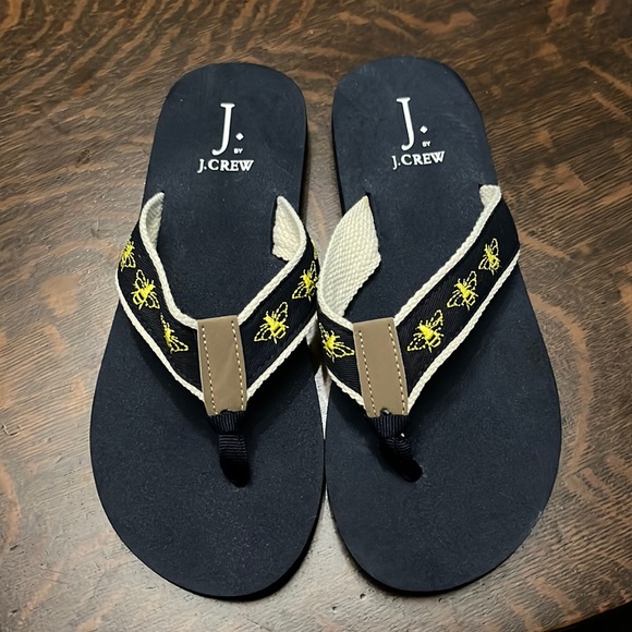 J crew bee flip flops navy blue size 6